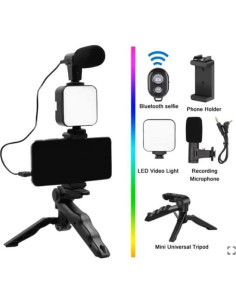 Kit de Vlogging Acuvar Pro Grip con Luz LED y Micrófono 2
