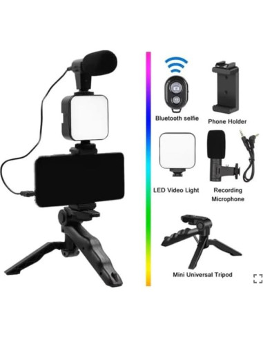 Kit de Vlogging Acuvar Pro Grip con Luz LED y Micrófono