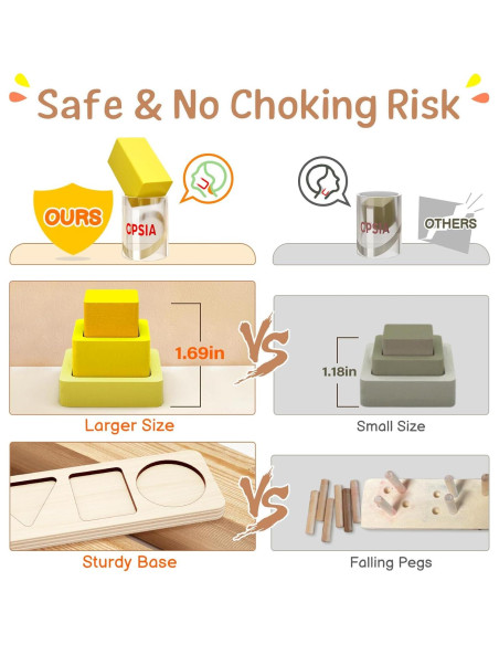 Juguetes Montessori PEBIRA de Apilamiento de Madera 1-4 Años Juguetes Montessori PEBIRA de Apilamiento de Madera 1-4 Años