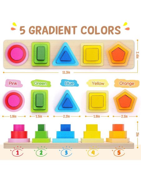 Juguetes Montessori PEBIRA de Apilamiento de Madera 1-4 Años Juguetes Montessori PEBIRA de Apilamiento de Madera 1-4 Años