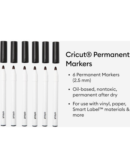 Marcadores Permanentes Cricut 2.5 mm Negro - Paquete de 6 Marcadores Permanentes Cricut 2.5 mm Negro - Paquete de 6