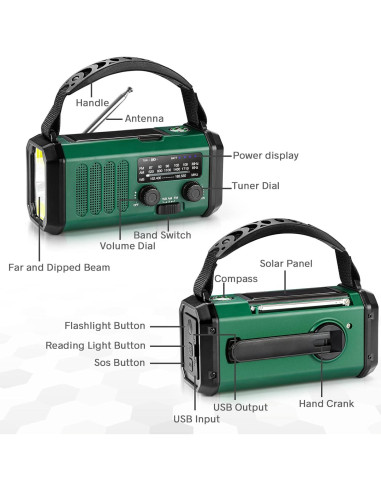 Radio de Emergencia Leaton 10000mAh con Linterna y SOS