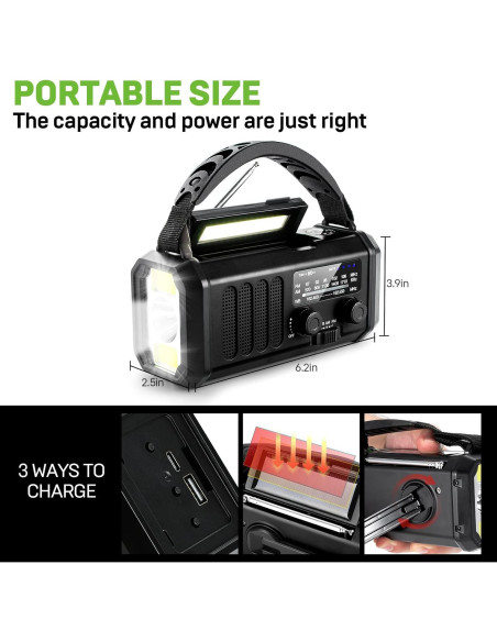 Radio de Emergencia Leaton 10000mAh con Linterna y SOS Radio de Emergencia Leaton 10000mAh con Linterna y SOS