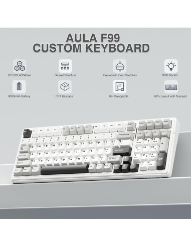 Teclado Mecánico Inalámbrico AULA F99 RGB 99 Teclas