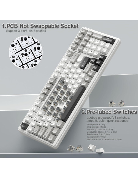 Teclado Mecánico Inalámbrico AULA F99 RGB 99 Teclas