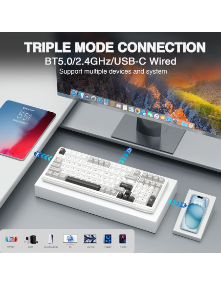 Teclado Mecánico Inalámbrico AULA F99 RGB 99 Teclas