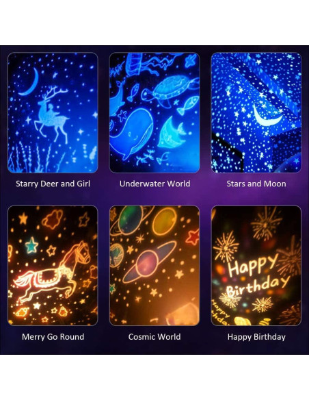 Proyector de Cielo Estrellado Micacorn LED 360 con 6 Películas