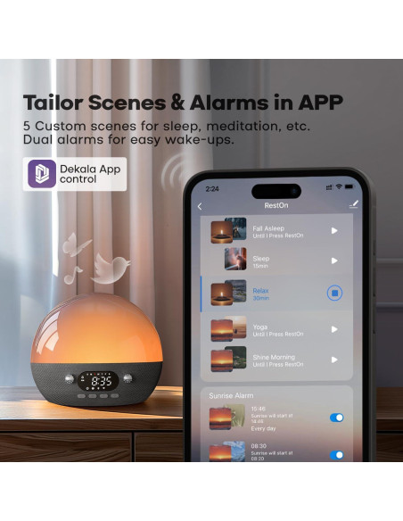 Reloj Despertador Dekala RestOnn con Luz y Sonidos Naturales