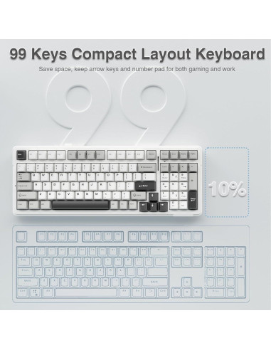 Teclado Mecánico Inalámbrico AULA F99 RGB 99 Teclas