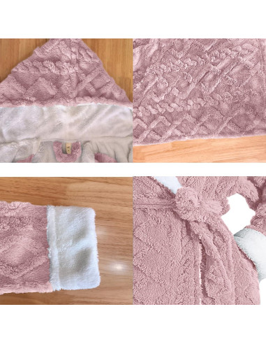 Bata de Baño LKG para Mujeres con Capucha - Rosa, Larga y Cálida