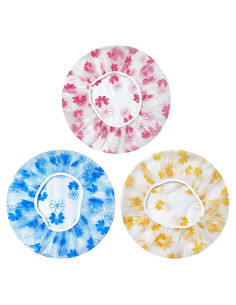 3 Gorros de Ducha Reutilizables Impermeables OHOO Floral