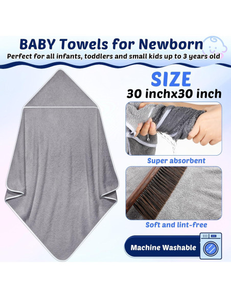 Buryeah Toallas con Capucha y Paños para Bebé - 20 Piezas