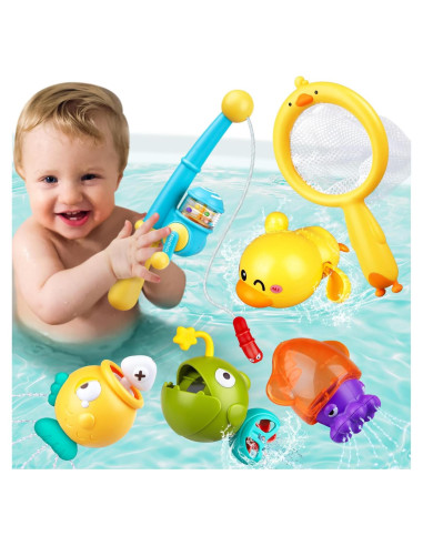 Juguetes de baño VConejo para bebés 1-3 años, pesca magnética