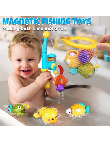Juguetes de baño VConejo para bebés 1-3 años, pesca magnética