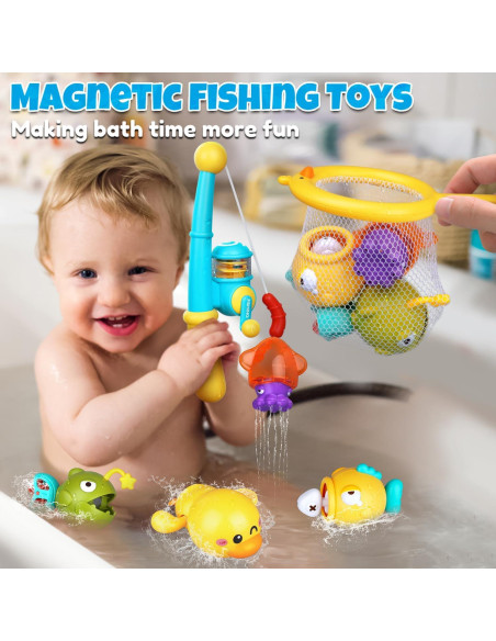 Juguetes de baño VConejo para bebés 1-3 años, pesca magnética
