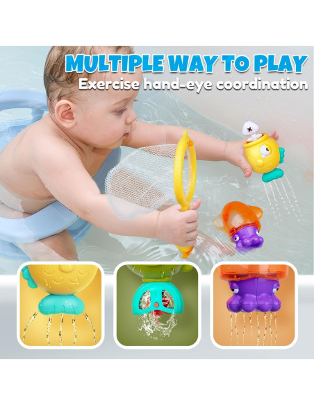 Juguetes de baño VConejo para bebés 1-3 años, pesca magnética