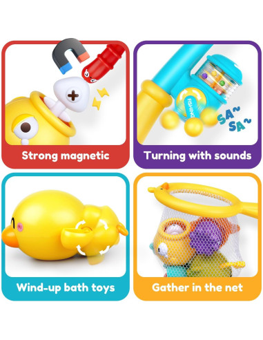 Juguetes de baño VConejo para bebés 1-3 años, pesca magnética