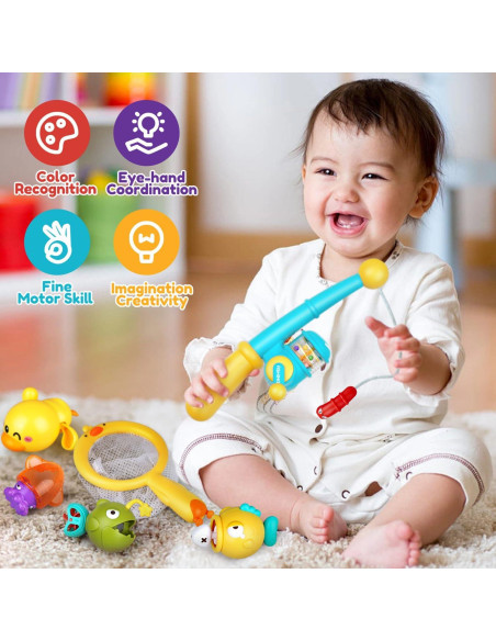 Juguetes de baño VConejo para bebés 1-3 años, pesca magnética