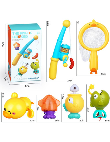 Juguetes de baño VConejo para bebés 1-3 años, pesca magnética
