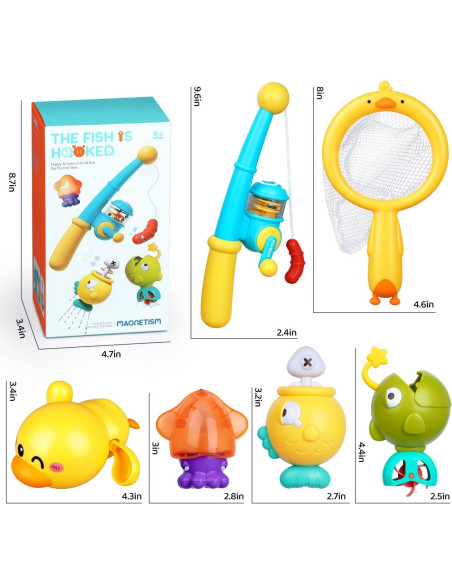 Juguetes de baño VConejo para bebés 1-3 años, pesca magnética