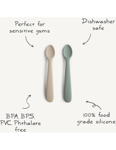 Cucharas de Silicona para Bebés Mushie - 2 Piezas Diente de León