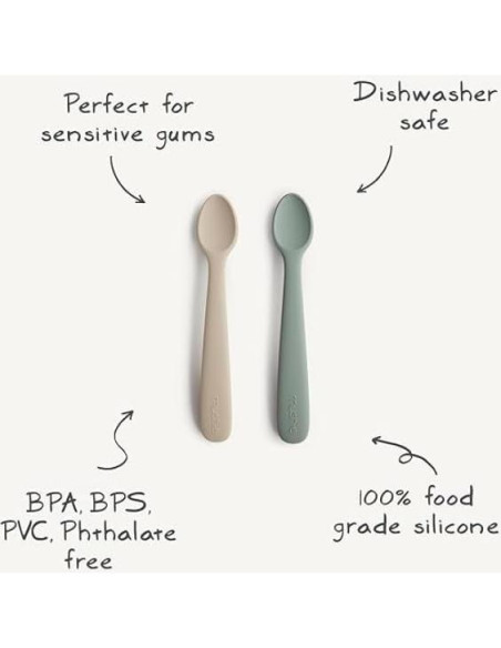 Cucharas de Silicona para Bebés Mushie - 2 Piezas Diente de León