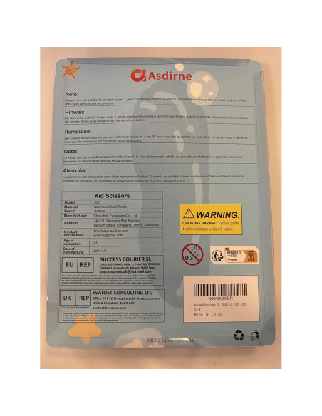 Tijeras para Niños Asdirne 5" Punta Romo Seguridad Paquete 3