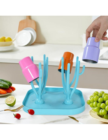 Soporte de Secado AGH para 12 Mini Vasos - Rojo Plegable