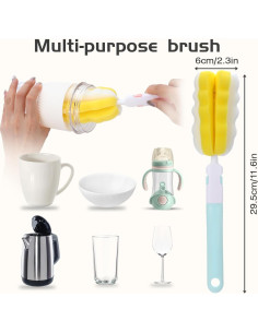 4 Cepillos Limpiadores de Botellas Maahongh con 2 Cabezas 2