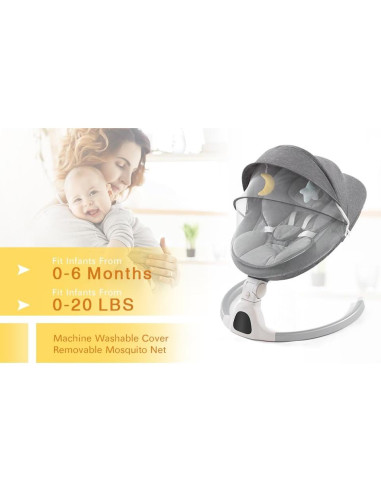 Columpio para Bebés GYARING 008 Portátil con Música y Control Remoto