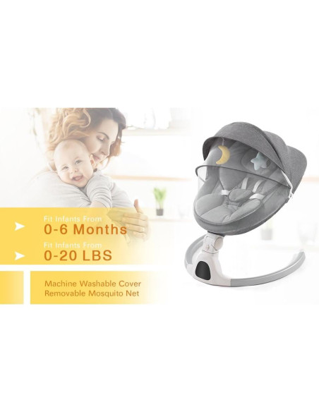 Columpio para Bebés GYARING 008 Portátil con Música y Control Remoto