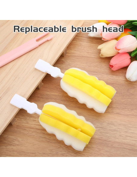 4 Cepillos Limpiadores de Botellas Maahongh con 2 Cabezas