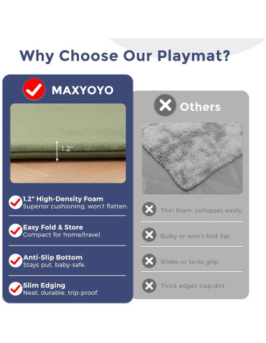 Alfombra de Juego MAXYOYO 200x200cm Verde Antideslizante