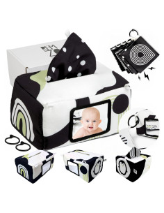 REMZO Juguete Caja de Pañuelos 3-en-1 para Bebés - 10 Pañuelos