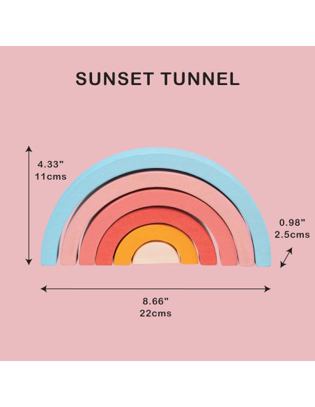 Túnel del Atardecer Mentari - Juguete de Madera 6 Piezas 22x11cm