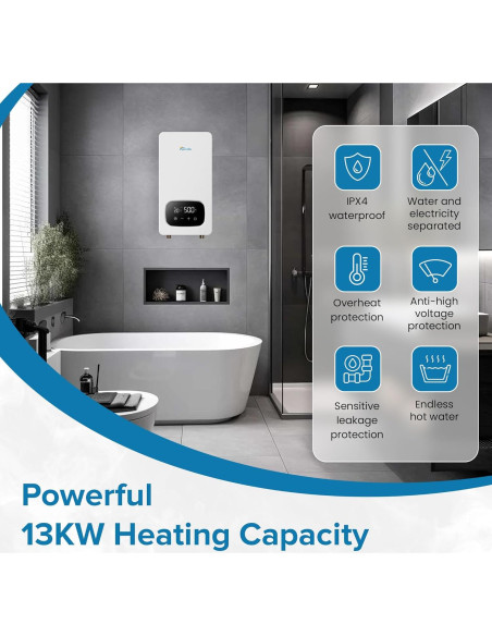 Calentador de Agua Eléctrico Sin Tanque Senville 13KW 240V
