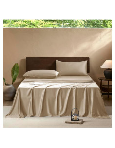 Conjunto de Sábanas Queen EVERLY 400 Hilos Viscosa Bambú Champagne