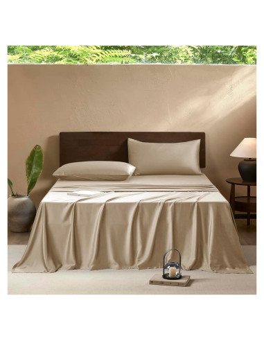 Conjunto de Sábanas Queen EVERLY 400 Hilos Viscosa Bambú Champagne