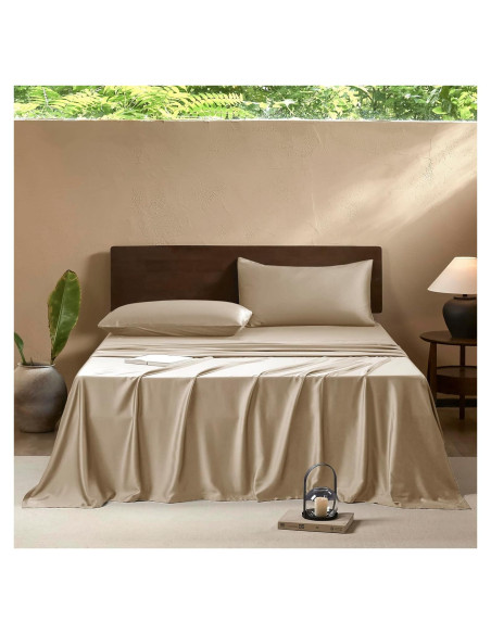 Conjunto de Sábanas Queen EVERLY 400 Hilos Viscosa Bambú Champagne