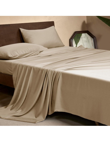 Conjunto de Sábanas Queen EVERLY 400 Hilos Viscosa Bambú Champagne