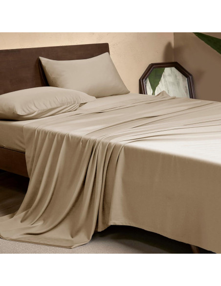 Conjunto de Sábanas Queen EVERLY 400 Hilos Viscosa Bambú Champagne