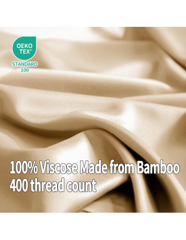 Conjunto de Sábanas Queen EVERLY 400 Hilos Viscosa Bambú Champagne