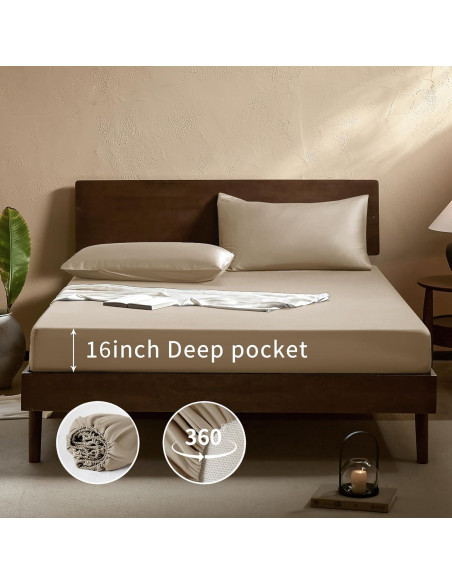 Conjunto de Sábanas Queen EVERLY 400 Hilos Viscosa Bambú Champagne