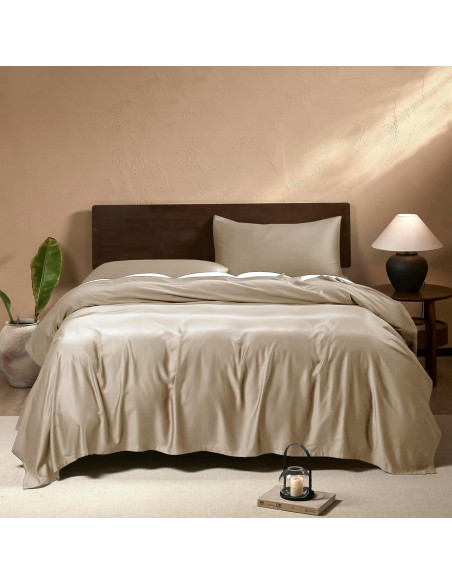 Conjunto de Sábanas Queen EVERLY 400 Hilos Viscosa Bambú Champagne