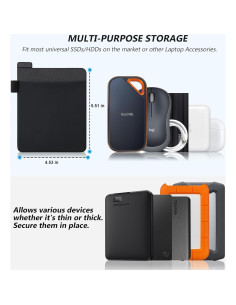 Funda adhesiva para SSD Lacdo, soporte portátil negro 15x12cm 2