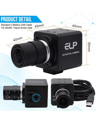 Cámara USB 1080P IFWATER 260fps Lente Zoom 2.8-12mm