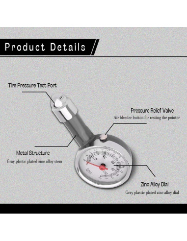 Manómetro de presión de neumáticos CHRYMUM 0-6.89 bar portátil
