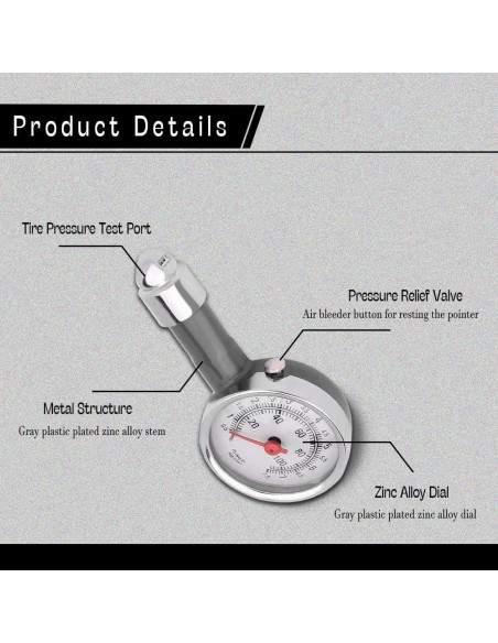 Manómetro de presión de neumáticos CHRYMUM 0-6.89 bar portátil