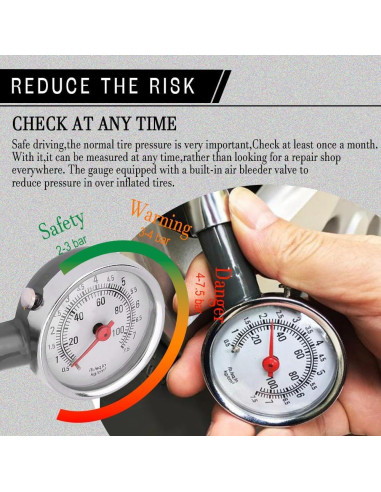 Manómetro de presión de neumáticos CHRYMUM 0-6.89 bar portátil