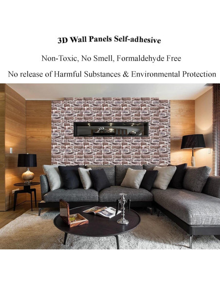 Paneles de Pared 3D Autoadhesivos Veczom - Ladrillo Piedra 10 Unidades